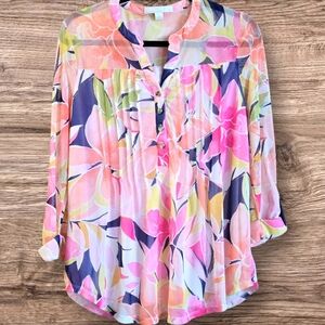 Juniper + Lime Multi color floral print 3/4 sleeves